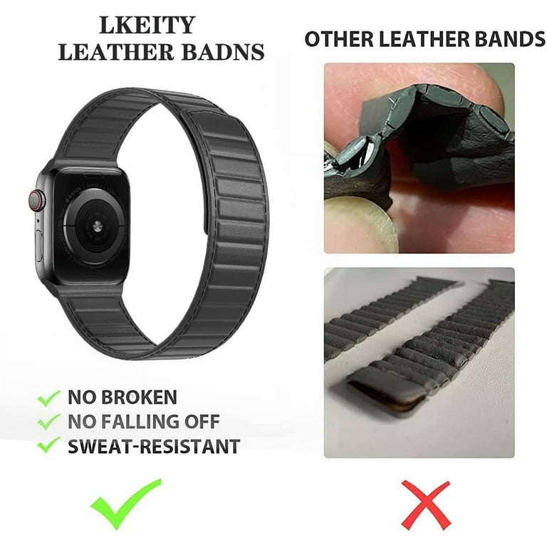 Magnetic Leather Bands Compatible with Apple Watch Band 49mm 45mm