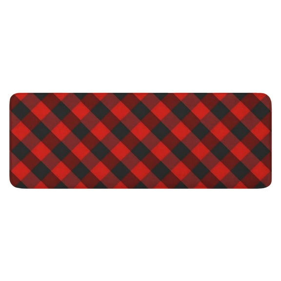 Red Black Checkerboard Checkered Pattern Kitchen Rug Mat,Kitchen Runner Rugs Non Skid Washable,Decorative Kitchen Floor Mats for Kitchen,Sink,Laundry,17"x47.2"