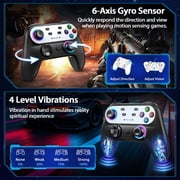 Switch Controller Wireless Compatible with Switch/OLED/Lite Accessories, Wireless Switch Pro Remote for PC/IOS/Android with Turbo Function, Wired PC Game Joystick,Cool Led Light,Programmable - Black