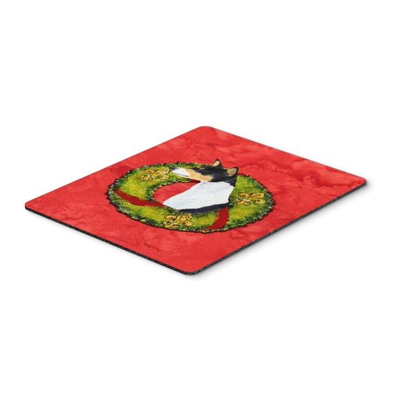 "Basenji Cristmas Wreath Mouse Pad Hot Pad or Trivet"
