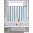 thumbnail image 2 of Blue Grey Stripe Kitchen Curtains 45 Inches length, Modern Farmhouse Vertical Striped Window Treatment Curtain Drapes, Lightweight Window Panels for Living Room Bedroom, 52"x45", 2 Panels, 2 of 7