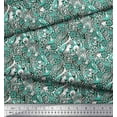 thumbnail image 2 of Soimoi Green Cotton Jersey Fabric Floral,Leopard & Wild Animal Skin Print Fabric by The Yard 58 Inch Wide, 2 of 3
