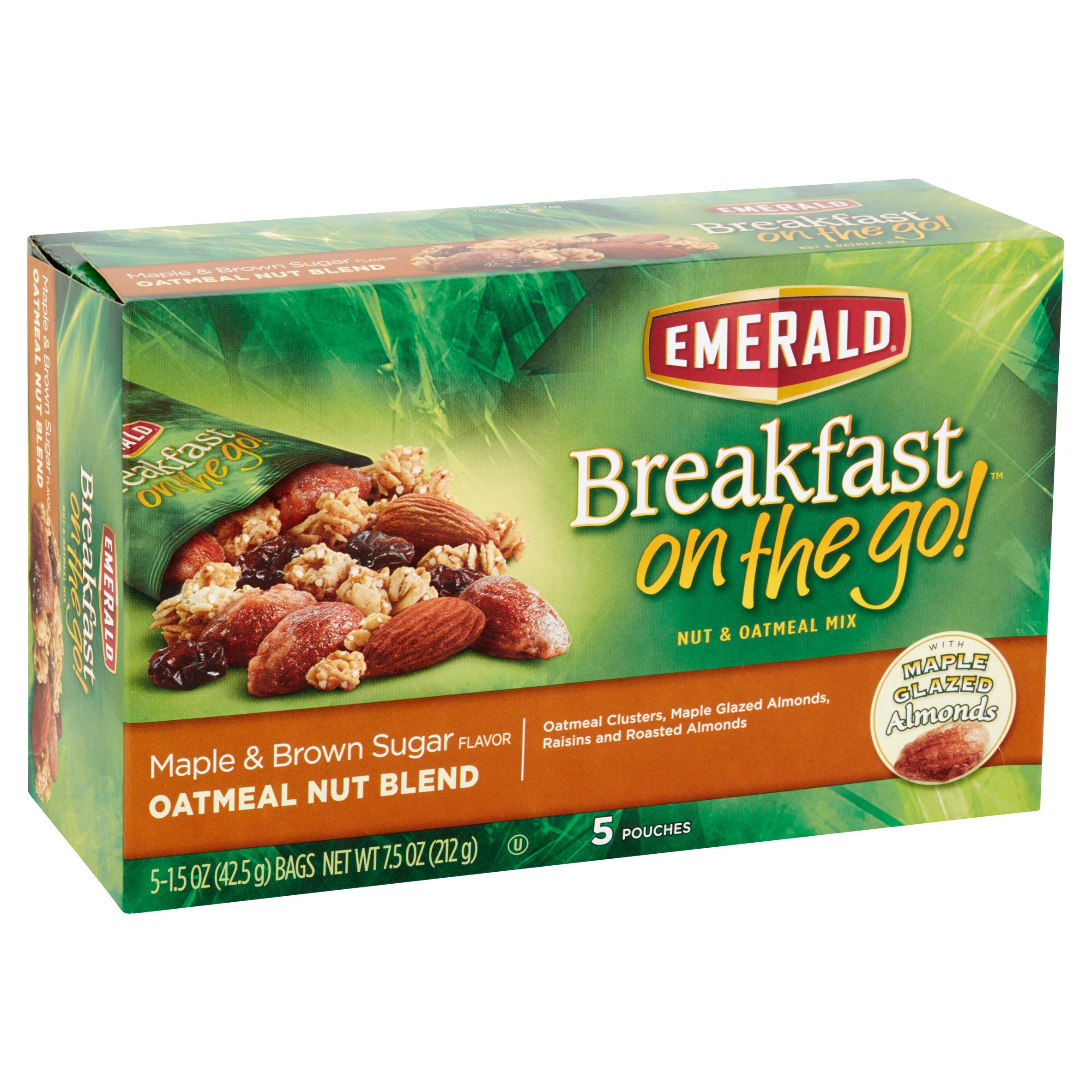 Emerald Breakfast On The Go Nut & Oatmeal Mix, Maple & Brown Sugar, 1.5 Oz, 5 Ct - image 2 of 5