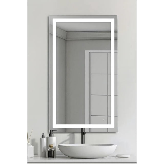 Espejo Luz LED para Baño con Iluminación Regulable,50×70 cm, Vidrio Templado, Rectangular, Control Táctil 3 Tonos de Luz, Montaje en Pared