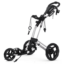 Rovic Model RV2L | 3-Wheel Golf Push Cart | Folding Collapsible Trolley (Silver/Black)