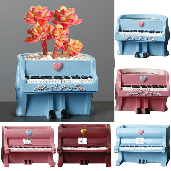 Neinkie Planting Pot Flower Pots,Small Planter Pots Indoor Plant Pot Piano Shaped Planter Cement Flower Pot Cactus Planter Flower Pots Succulent Planter Flower Container