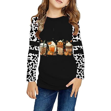 

Yiwula Youths Girls Pumpkins Letters Prints Casual Pullover Leopard Girls Sweatshirts Boys Toddler Kids Little Girl s Long Sleeve Tops