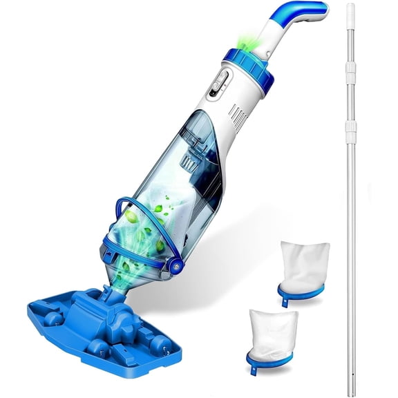 LANCHEZ Cordless Handheld Pool Vacuum with 11.4 Inch Wider Head, 60 Inch Telescopic Pole, 1 Hour Run Time for Above-Ground Pools