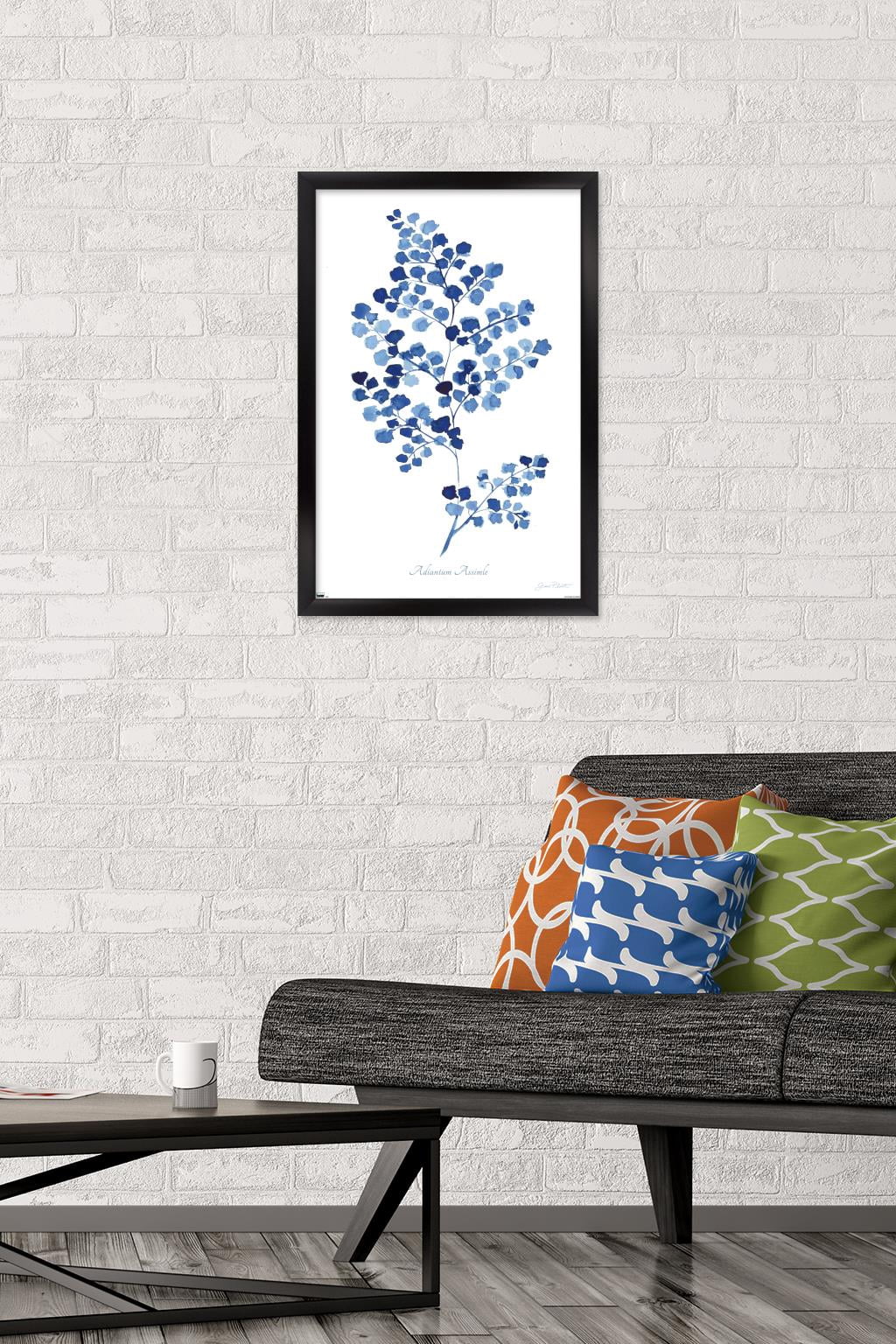Jean Plout - Indigo Botanical Adiantum Assimle Wall Poster, 14.725" x 22.375" Framed