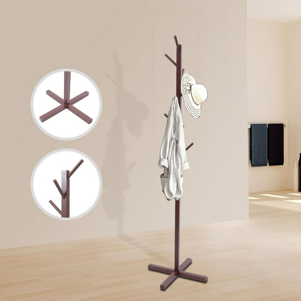 FETCOI Wooden Coat Rack Stand Free Standing Tree Hanger Hall Coat Hat