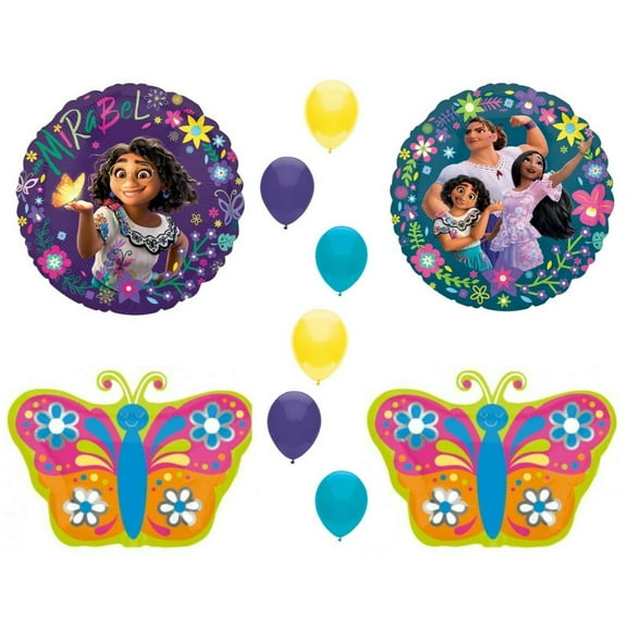 Encanto Butterflies Happy 10 pc Birthday Party Balloons Decorations Supplies Maribel