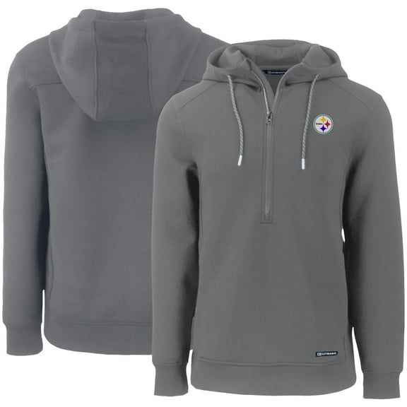 Men's Cutter & Buck Gray Pittsburgh Steelers Primary Mark Roam Eco Recycled Half-Zip Pullover Hoodie