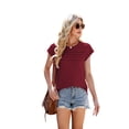 thumbnail image 5 of TEMOFON Womens Cap Sleeve Tops Plain Pleated T-shirts Casual Loose Tank Top Solid Color Basic T-shirts, 5 of 6
