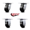 thumbnail image 2 of 4 Inch Rubber on Steel Caster Set with Ball Bearings 2 Swivel 2 Rigid SCC, 2 of 2