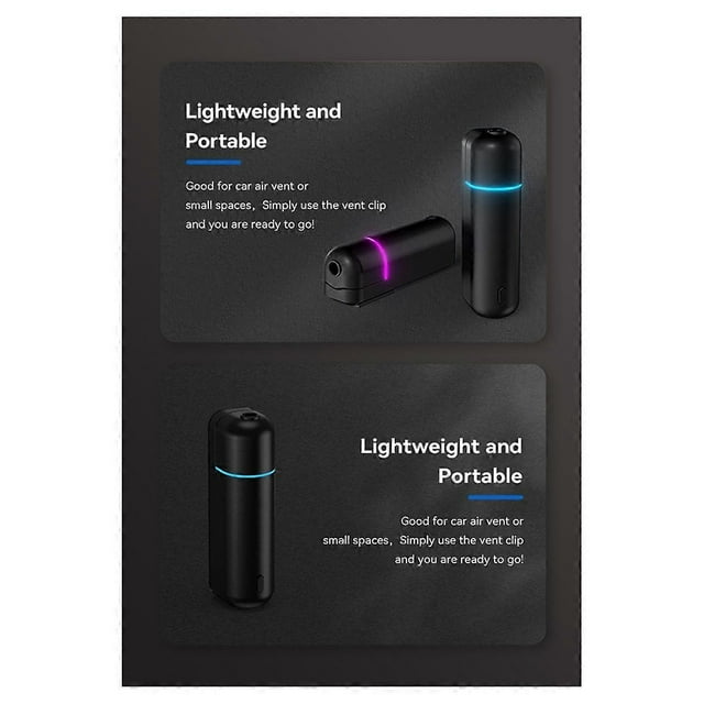 Car Aroma Diffuser Mini USB Rechargeable Scent Machine Fragrance Oil Car Air Freshener Essential Oil Diffuser VentClip,B