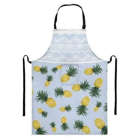 

Vodetik Store Summer Fruits Aprons with Pocket Women Adjustable Waterproof Pineapple Chef Apron for Kitchen Cooking