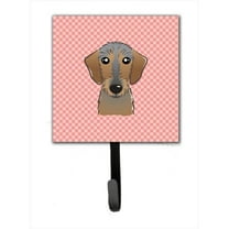 Carolines Treasures Checkerboard Pink Wirehaired Dachshund Leash or Key Holder 7Hx4.25W multicolor
