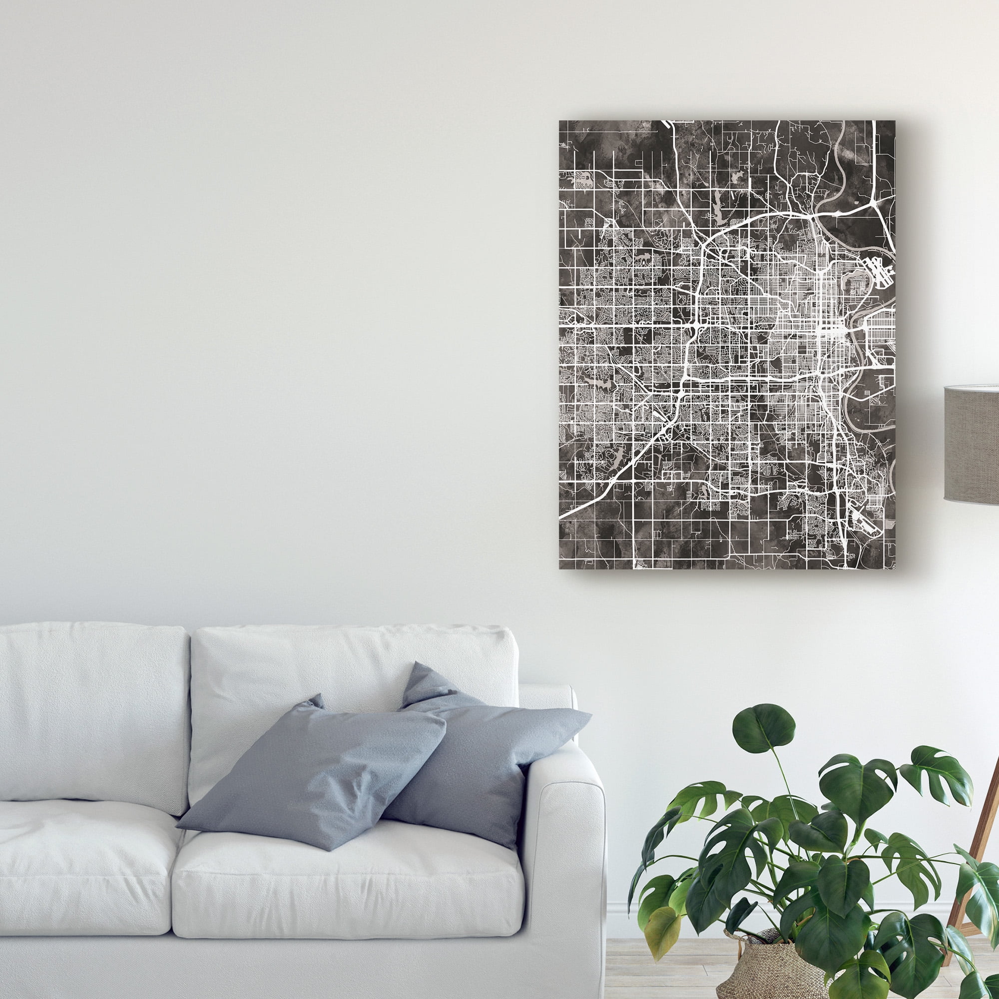Trademark Fine Art 'Omaha Nebraska City Map Black' Canvas Art by Michael Tompsett