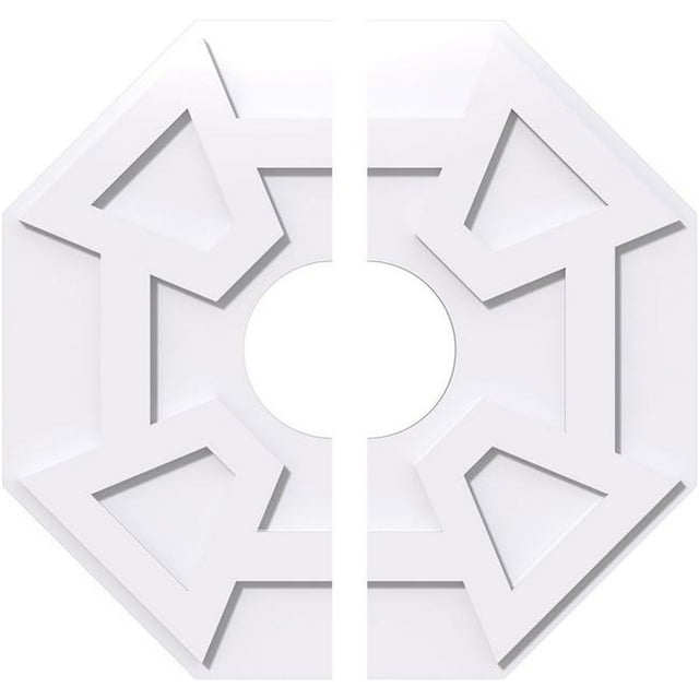 Ekena Millwork CMP26LG2-07000 26 Po OD x 7 Po ID Carré Logan Architectural Grade Médaillon de Plafond Contemporain PVC - 2 Pièces