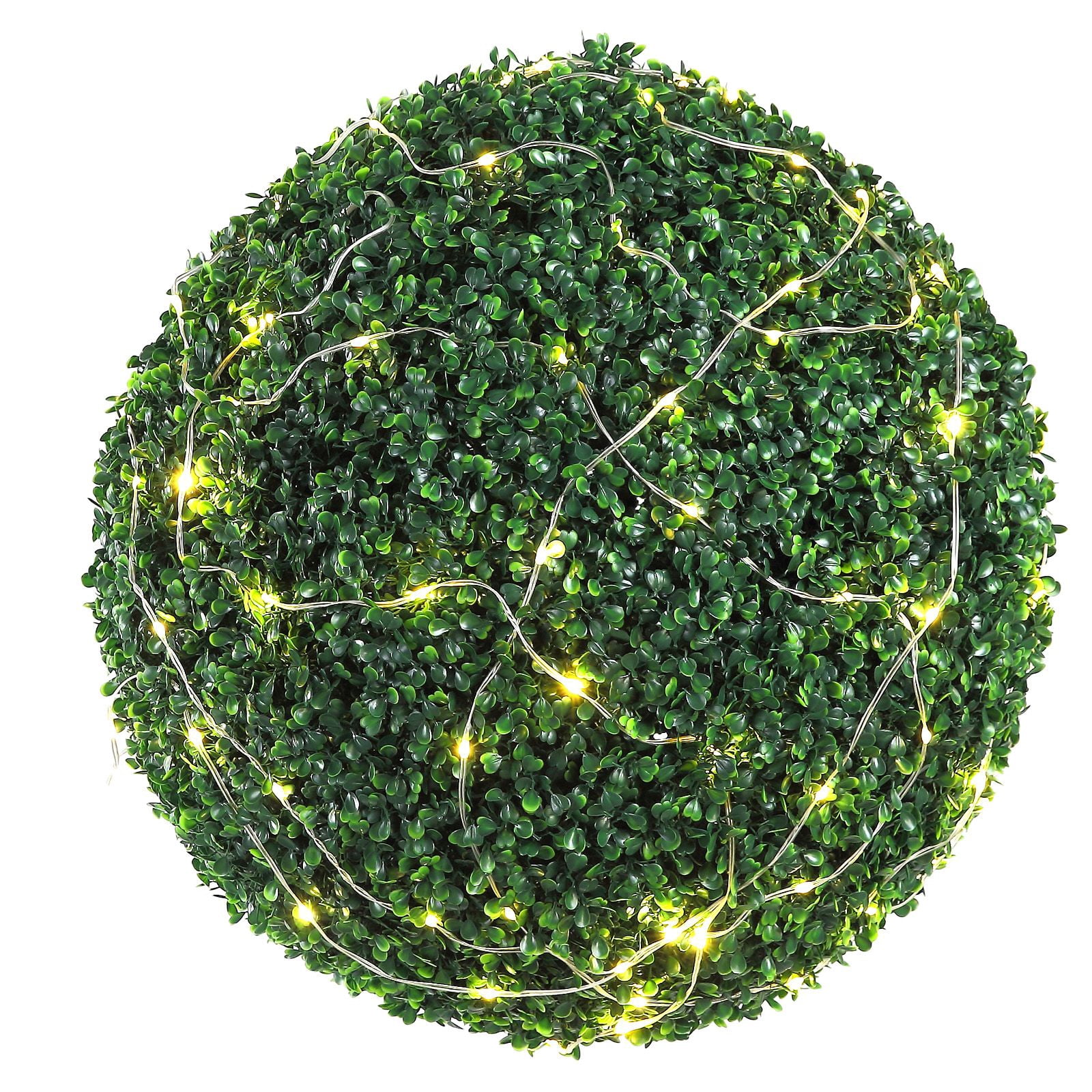20" Artificial Topiary Balls 2-Pack with LED Lights, 4 Layers, PE Material, UV-Resistant, for Garden Patio Indoor Decor