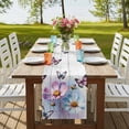 thumbnail image 4 of Table Runners 72 Inches Long Dress Scarves, Pink Blue Floral Farmhouse Kitchen Table Runner, Coffee Tablerunners, Butterflies Vintage Oil Painting Wooden 14x72 Inch, 4 of 9