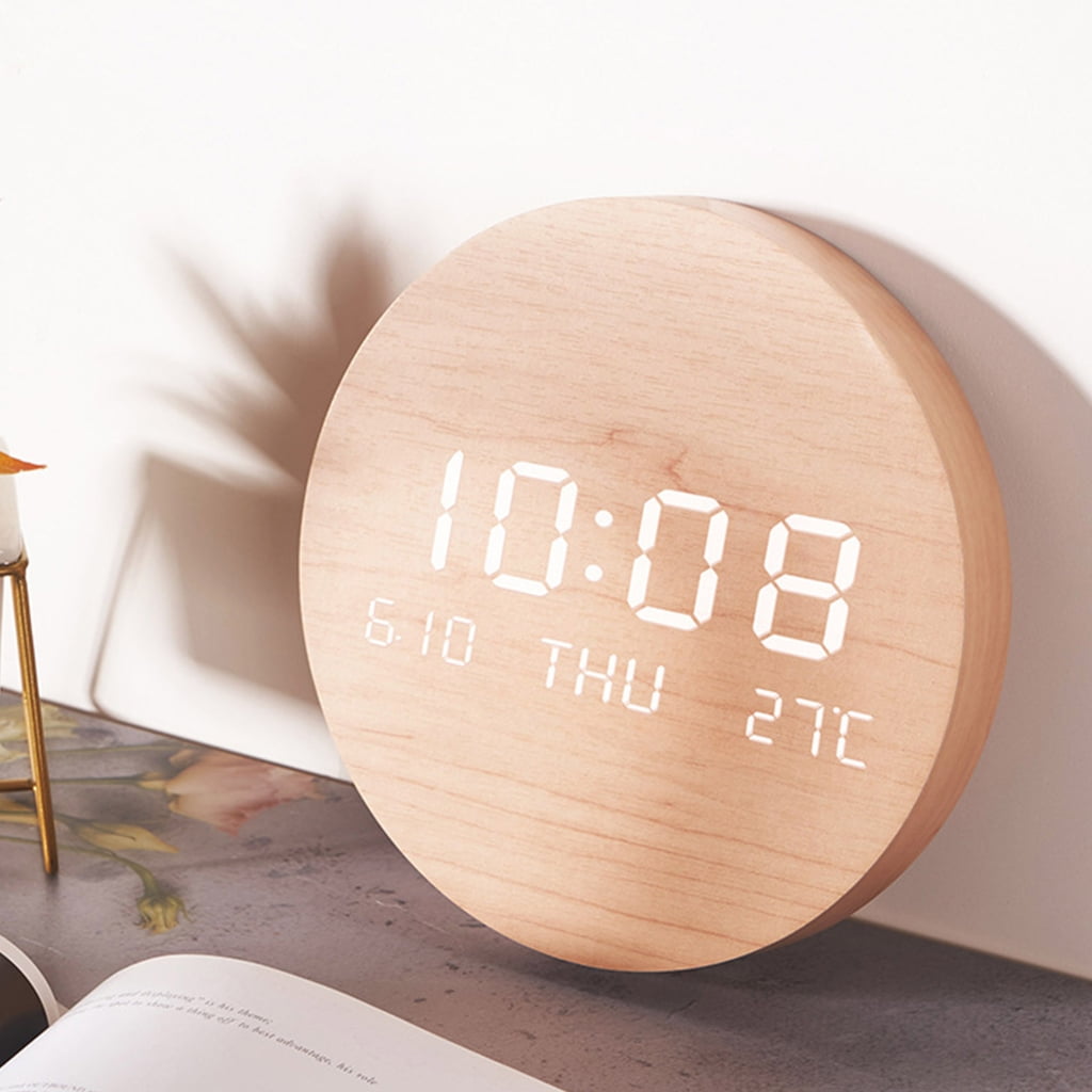 Jesscasday LED Wall Clock with Temperature Date Display Quiet Operate for Bedroom Office