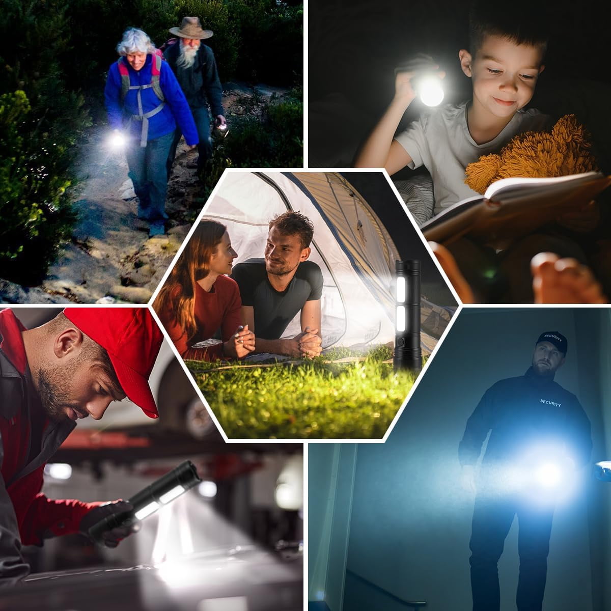 Byseng Rechargeable LED Flashlights, TG 9000 Lumens Zoomable Super Bright Tactical Flashlight