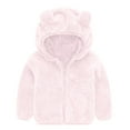 thumbnail image 2 of UQJfacai Girls Fleece Jacket Toddler Sherpa Cute Bear Ears Hooded Zip Up Fall Jackets Long Sleeve Winter Coat Kids Causal Outerwear 6M-4T, 2 of 4