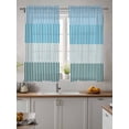 thumbnail image 2 of Colorful Stripe Curtains 45 Inch Length,Sheer Curtains for Bedroom Living Room Window Modern Teal Blue Green Vertical Striped Rod Pocket Drapes Kitchen Curtains Small Half Window 42"x45" 2 Panels, 2 of 6