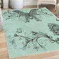 thumbnail image 1 of Spring Decorative Rug, Butterfly with Floral Mandala Pattern Bohemian Design with Butterfly Wings, Quality Carpet for Bedroom Dorm and Living Room, 6 Sizes, Pale Green, by Ambesonne, 1 of 4