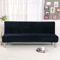 thumbnail image 2 of Velvet Futon Cover Armless Sofa Covers Sofa Bed Covers Stretch Futon Couch Cover Thick Soft Cozy Sofa Slipcover Furniture Protector (Blue, Futon Cover (180*210cm), 2 of 7