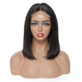 thumbnail image 4 of Perruques Bob Cheveux Humains Noirs Naturels Dentelle Partie Perruques Pré-Épilées 4x1 T Partie Dentelle devant Perruque Partie Milieu Courte Droite Perruques Bob pour Femmes 12 Pouces, 4 of 5