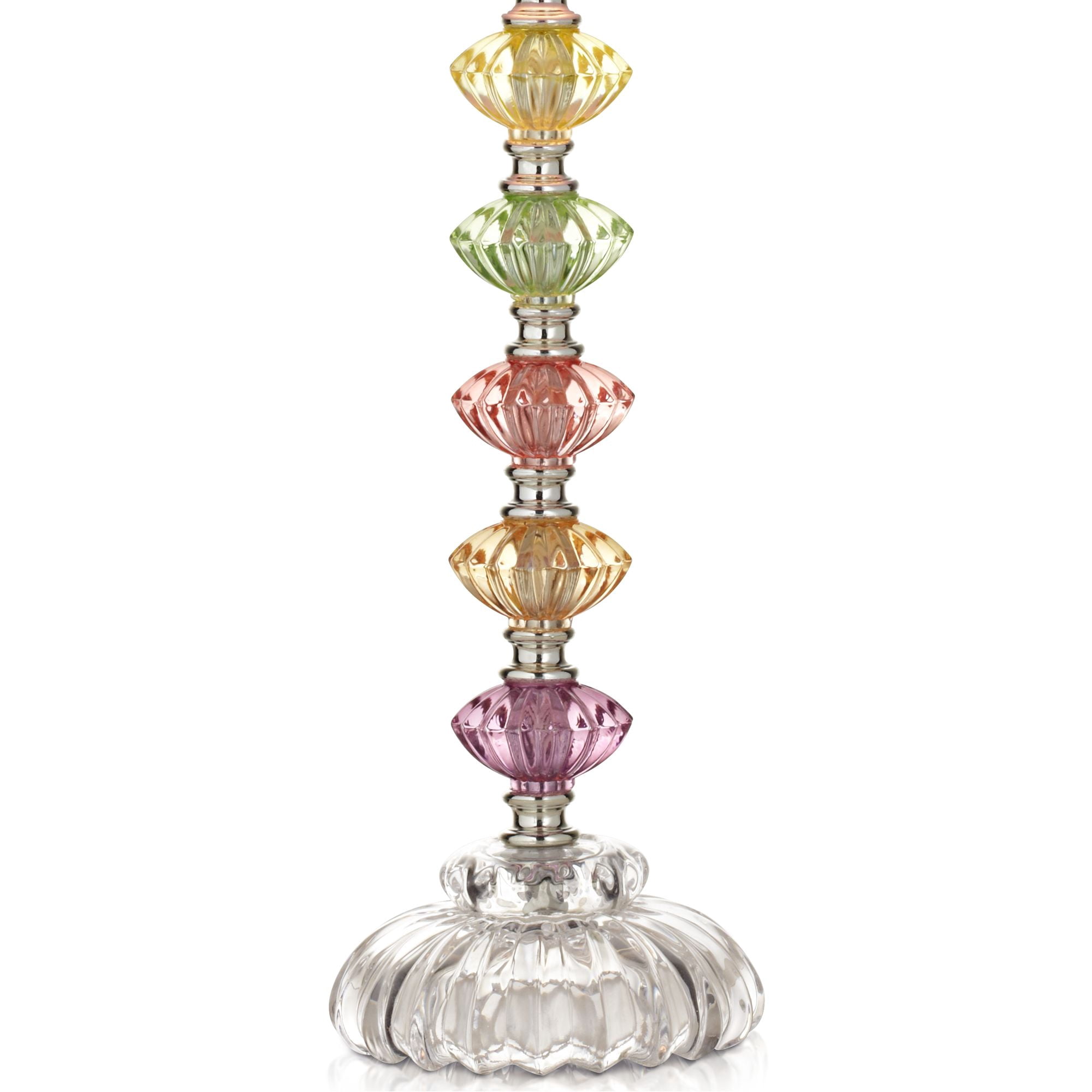 360 Lighting Bohemian Country Cottage Accent Table Lamp 21" High Orchid Stacked Glass Off White Bell Shade for Bedroom Living Room Bedside Nightstand
