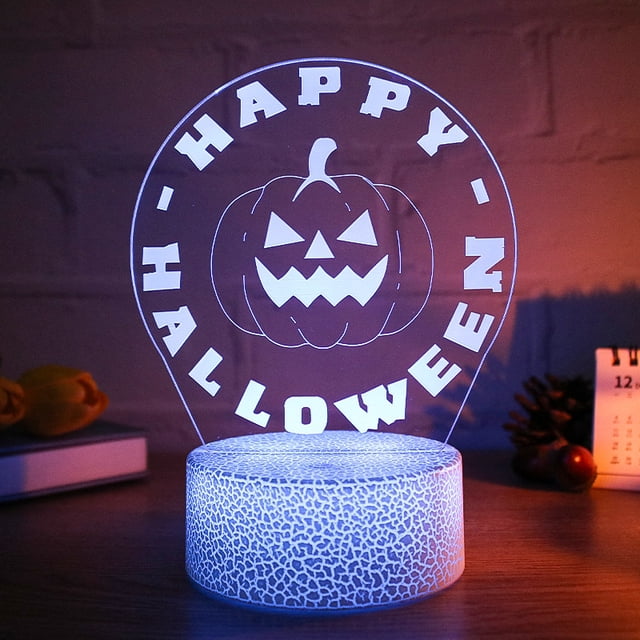 Night Light Happys Halloween Pumpkins 3D LED que cambia de color