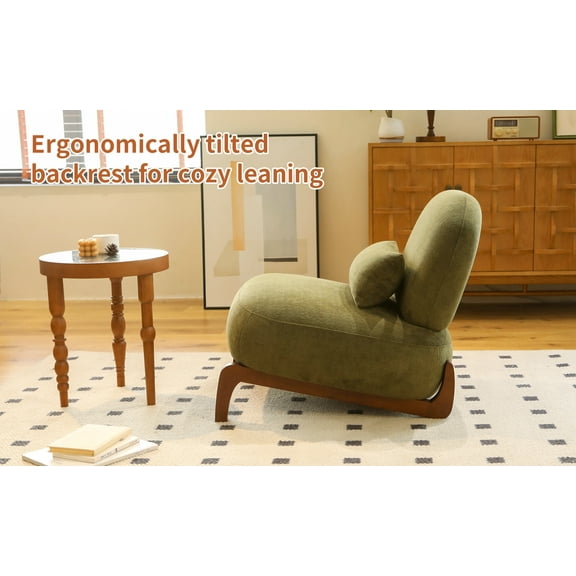LiviNest Accent Chair for Small Spaces: Modern Velvet Armless Reading Chair with Ergonomic Back Support & Solid Wood Legs - Cozy Apartment Seating Solution for Living Room Bedroom Balcony Use