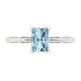 thumbnail image 2 of 3.84ct emerald cut natural sky blue topaz 18k yellow gold engraving statement Bridal Wedding halo Designer Ring size 4.75, 2 of 7