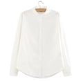 thumbnail image 3 of Camisa de mujer Blusa casual de manga larga con botones de color sólido, Blanco, XXL Vogacara  AP001197-05B, 3 of 7