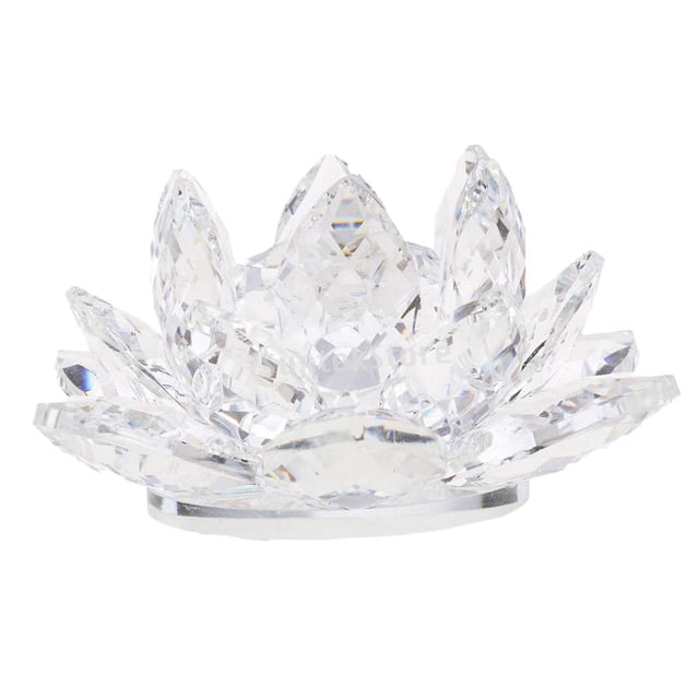 Rongfmy Large Crystal Lotus Flower with Gift Box 4 Inch Feng Shui Home Decor Clear Transparent
