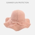 thumbnail image 7 of XINPING Women's Straw Sun Hat, Elegant Wide Brim UV Protection Beach Vacation Hat with Pearl Detail and Wavy Brim for Summer Activities, 7 of 7