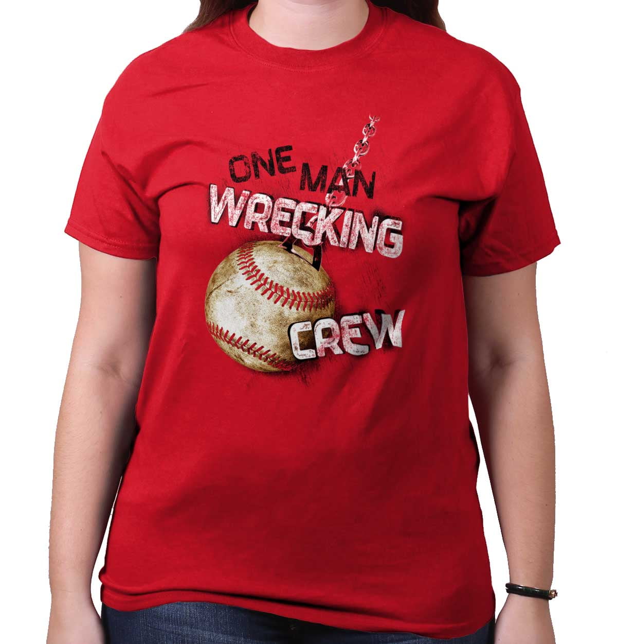 One Man Wrecking Crew Funny Sports Baseball Mens T-Shirts T Shirts Tees Tshirt 