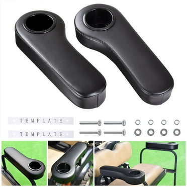 Yescom 2pcs Universal Golf Cart Armrest Cushion with Cup Holder PU Covered Fits for Club Car Rear Seats Accessories