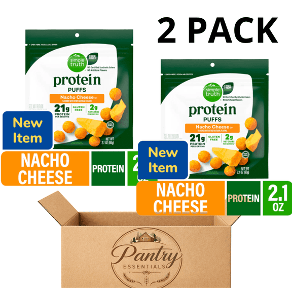 Simple Truth Protein Puffs Nacho Cheese Gluten Free 21g Protein 2.1 oz,2 Pack
