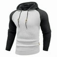 thumbnail image 4 of RYDCOT Mens Color Blocked Casual Retro Hooded Pullover Sweatshirts Casual Long Sleeve Knitted Sweater White, 4 of 4