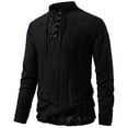 thumbnail image 2 of Men's Pirate Shirt, Long Sleeve Lace Up Medieval Renaissance Steampunk Retro T-Shirt Gothic Viking Blouse Tops Black M, 2 of 9