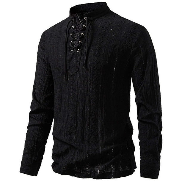 pstuiky Camisas de manga larga de invierno para hombre, Cárdigan informal de manga larga con cuello alto y tirantes ajustables para hombre camisetas de hombre xxl