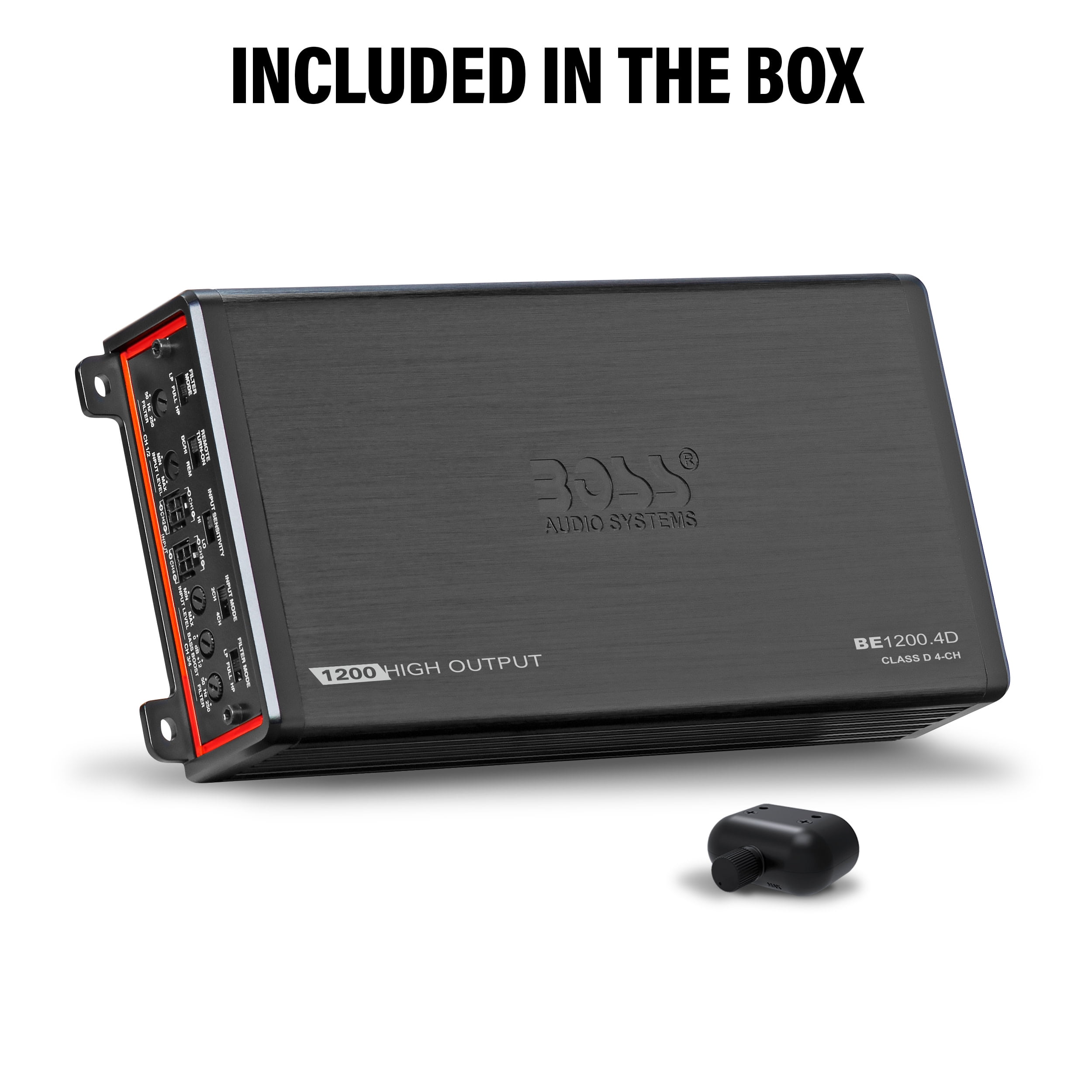 BOSS Audio Systems BE1200.4D Elite Series Car Audio Amplifier 1200 High Output, 4 Channel, Class D, 2/4 Ohm, High/Low Level Inputs, High/Low Pass Crossover, Full Range, Hook Up To Stereo & Subwoofer