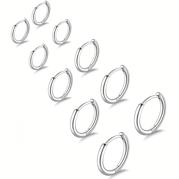 DESIGNICE 316L Surgical Stainless Steel Small Gold Silver Hoop Earrings for Women Men,Hypoallergenic Cartilage Helix Earrings for Sensitive Ears,Cute Conch Rook Tiny Huggie Hoops Earring Set