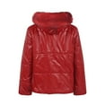 thumbnail image 5 of Olyvenn Women Winter Warm Thicken Puffer Down Jacket Thick Slim Flash Coat Down Outdoor Faux Fur Collar Hood Parka Short Slim Jacket Red M, 5 of 8