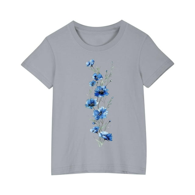 Cadeaux pour Fillettes, T-Shirt en Coton pour Garçons et Filles, Col Rond Imprimé, Manches Courtes, Robe à Manches Courtes, Cadeaux pour Fillettes