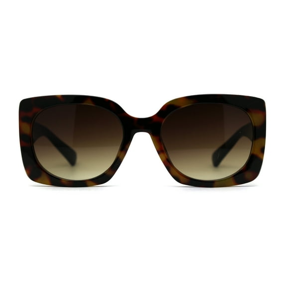 Mod Womens Thick Plastic Rectangular Retro Plastic Sunglasses Tortoise Brown